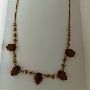 J.crew statement necklace - long with brass detail and amber stones